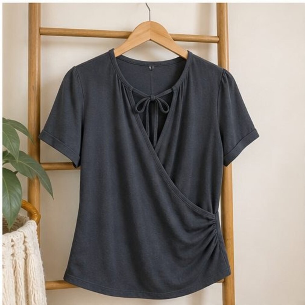 Charcoal Ruffle Blouse